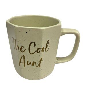 Prima Design The Cool Aunt Speckled Coffee Mug Beige Octagon Rim Gold Print